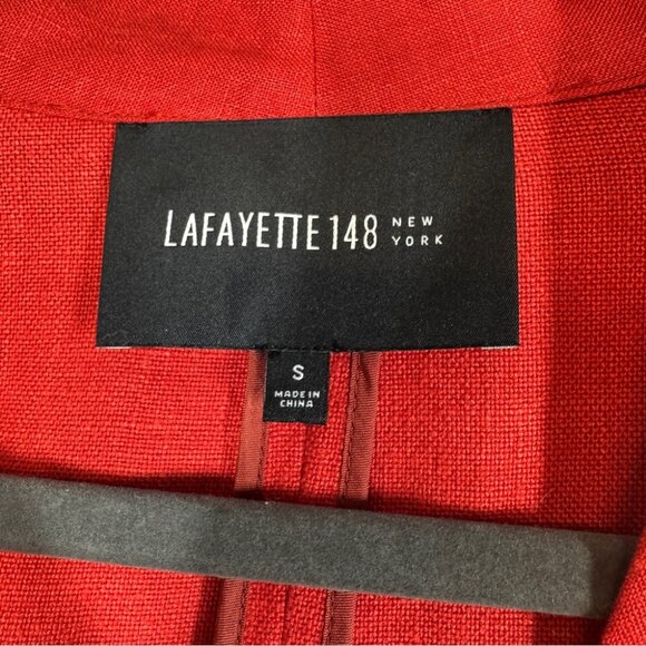 Lafayette 148 Red Linen Lagenlook One Button Blazer Jacket Lightweight  Size S - Picture 9 of 15